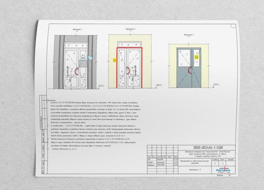 Фрагмент 1,2,3 входные двери доступные для инвалидов и МГН