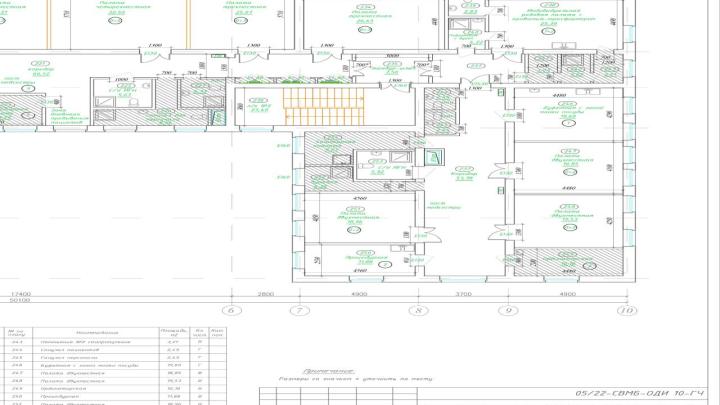Схема расположения тактильных настенных указателей на пути перемещения МГН, второй этаж