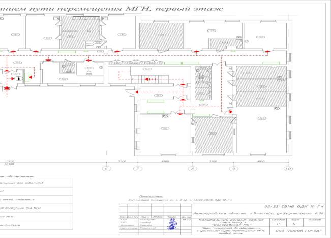 Обмерный план помещений, доступных для МГН, первый этаж