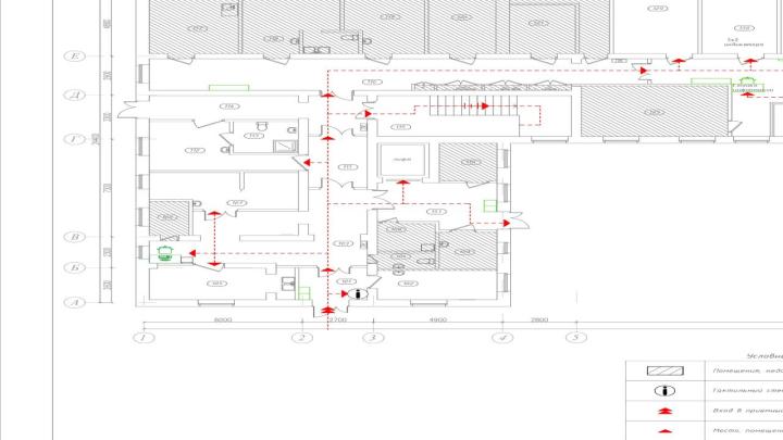 Обмерный план помещений, доступных для МГН, первый этаж
