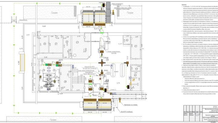 План 1-го этажа. Схема расположения тактильных наземных и тактильных визуальных указателей на пути перемещения МГН