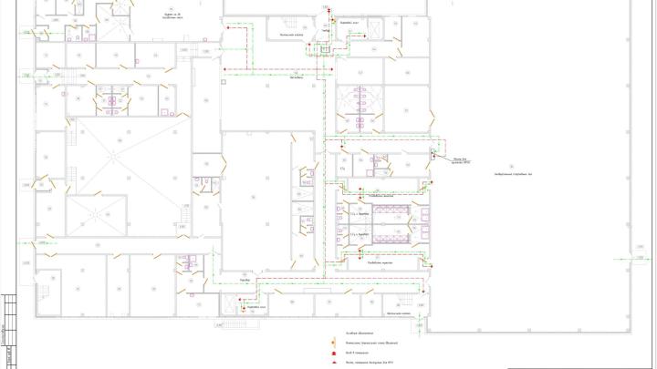 План помещений первого этажа с указанием пути перемещения и пути эвакуации инвалидов