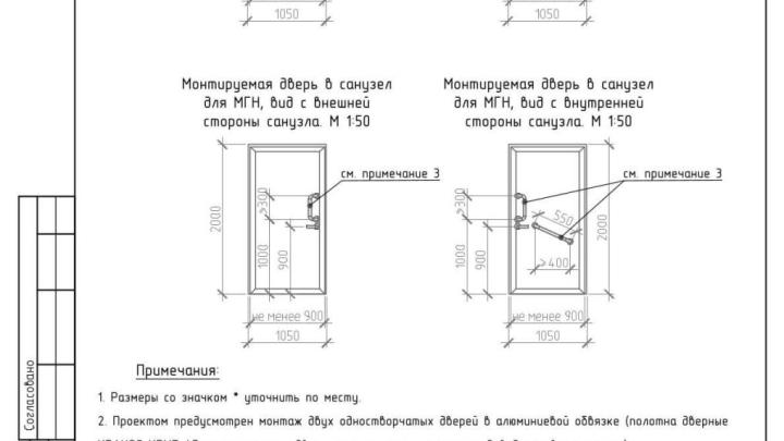 Схема плана по монтажу дверей в мужскую умывальную и санузел для МГН и инвалидов в дворце культуры