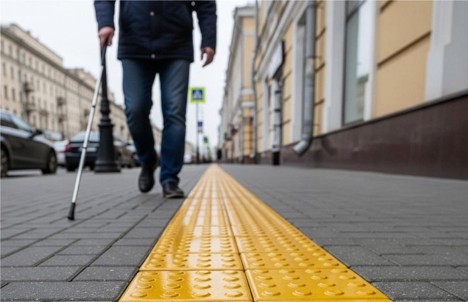 Благодаря своей универсальности, желтый цвет стал основным для тактильной плитки