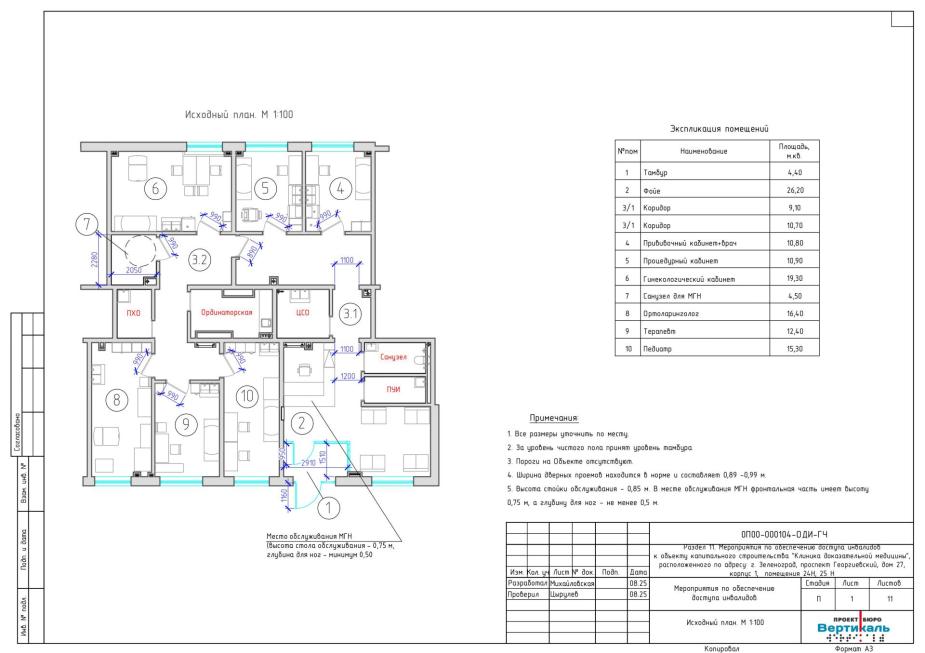 Исходный план помещения