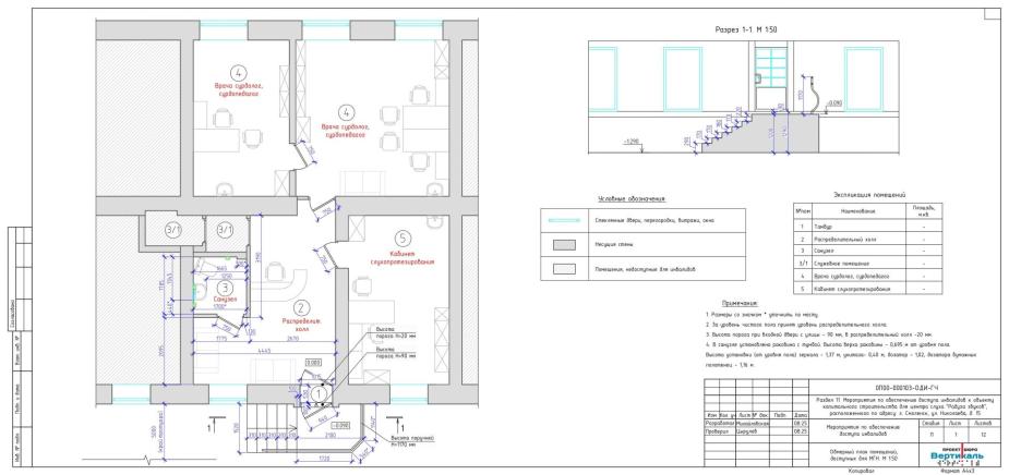 Обмерный план помещений, доступных для МГН