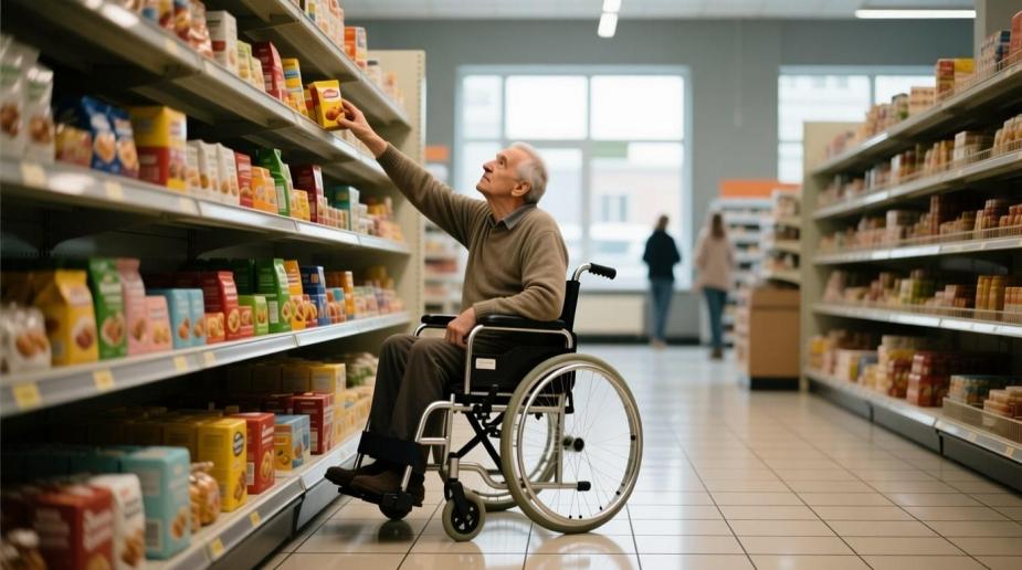 Часто продукты стоят на недоступной высоте для человека на коляске